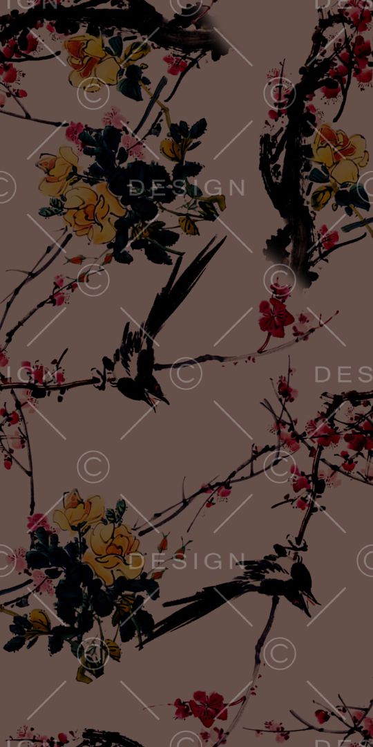 手绘花卉印花华亿平台图片