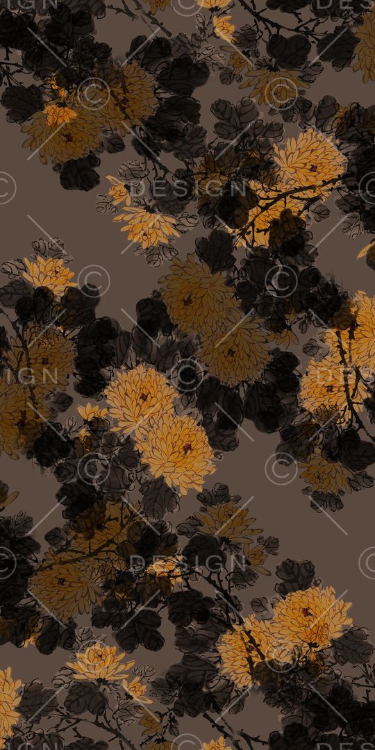 手绘花卉印花华亿平台图片