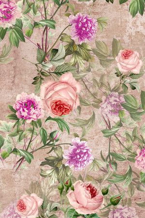 手绘花卉印花华亿平台图片