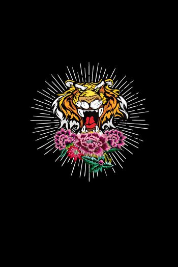 963374-老虎头 绣花花朵