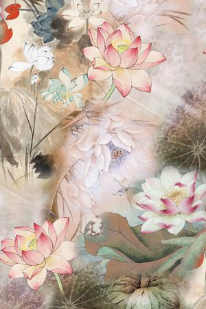 手绘花卉印花华亿平台图片