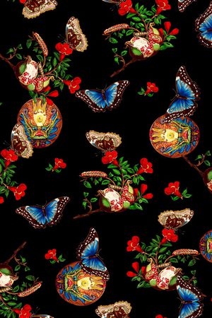 手绘花卉印花华亿平台图片