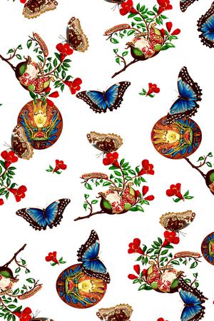 手绘花卉印花华亿平台图片