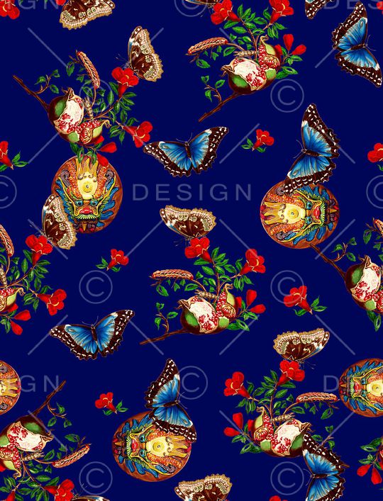 手绘花卉印花华亿平台图片