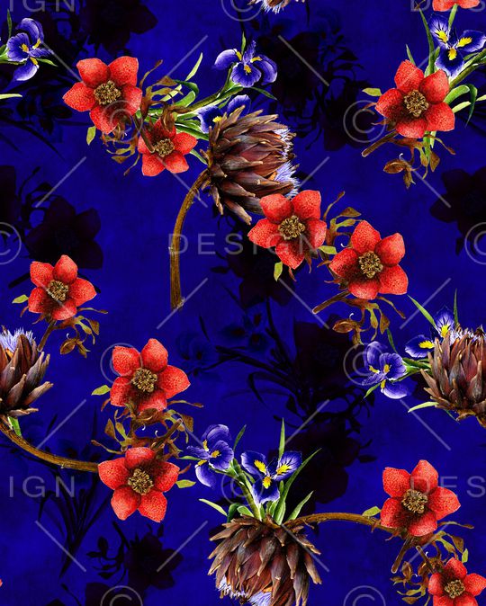 水彩花卉印花华亿平台图片