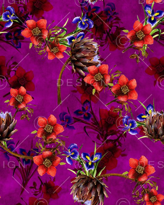 水彩花卉印花华亿平台图片