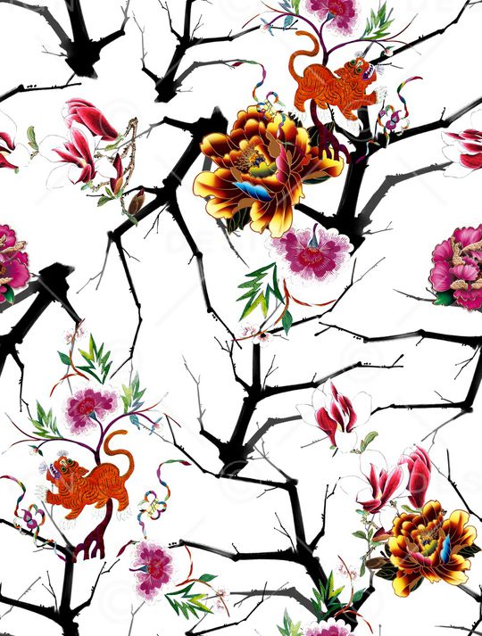 玉兰花印花华亿平台图片