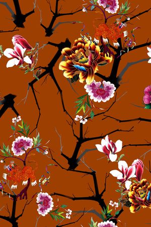 玉兰花印花华亿平台图片