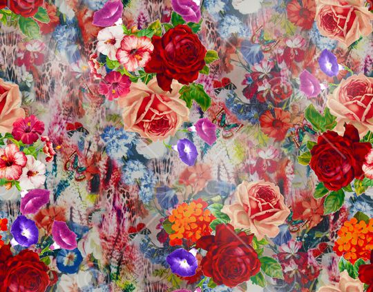 手绘花卉印花华亿平台图片