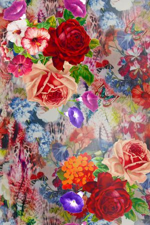 手绘花卉印花华亿平台图片