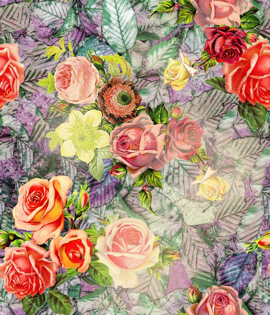 手绘花卉印花华亿平台图片