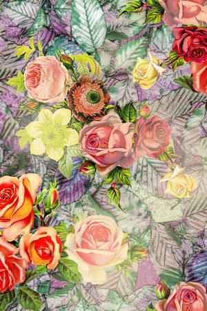 手绘花卉印花华亿平台图片