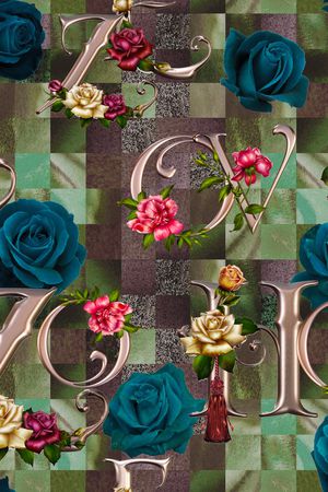 手绘玫瑰印花华亿平台图片