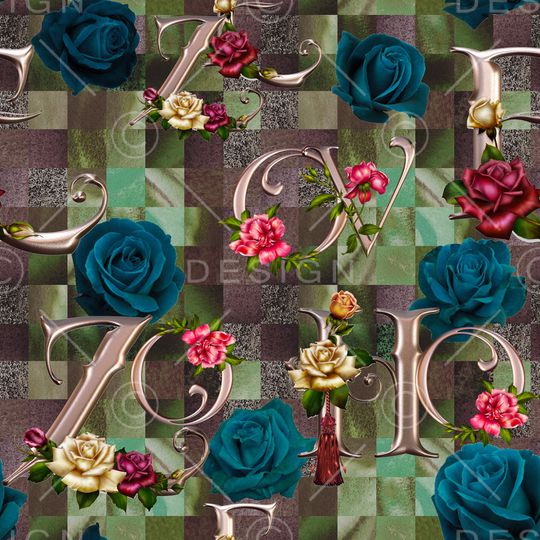 手绘玫瑰印花华亿平台图片