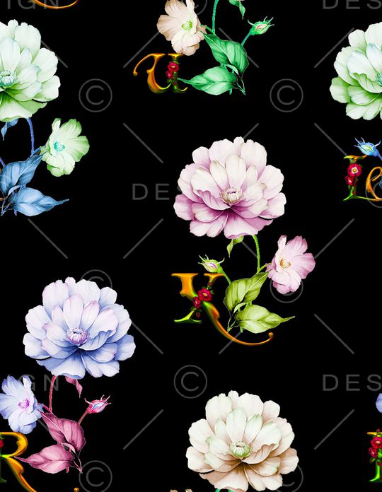 手绘花卉印花华亿平台图片