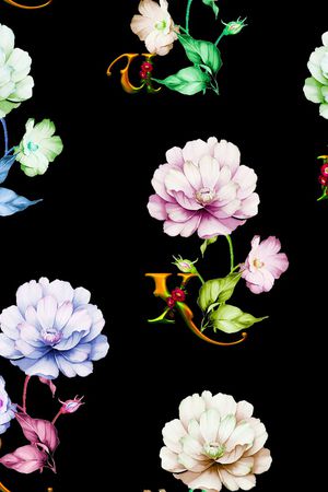 手绘花卉印花华亿平台图片