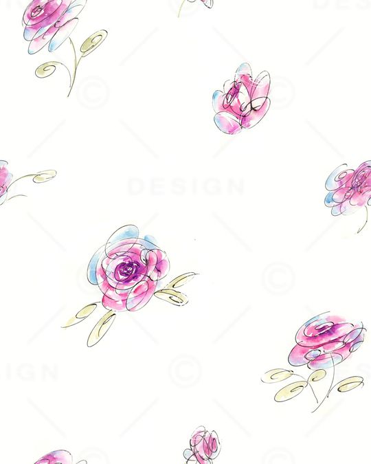 手绘玫瑰印花华亿平台图片