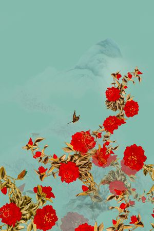 牡丹印花华亿平台图片