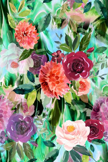 965810-手绘水彩花卉 抽象炫彩底纹--2