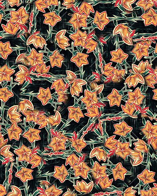 手绘花卉印花华亿平台图片