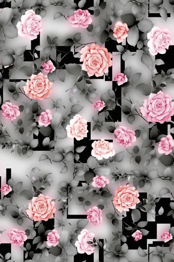 手绘花卉印花华亿平台图片