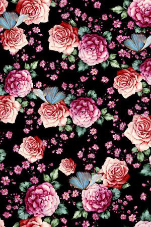 手绘花卉印花华亿平台图片