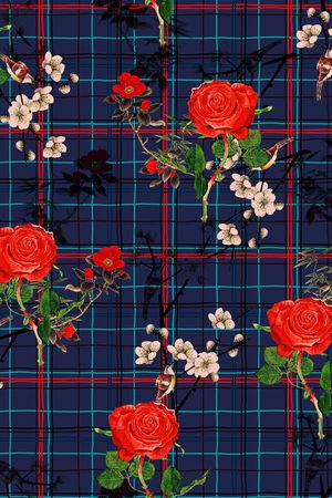 手绘玫瑰印花华亿平台图片