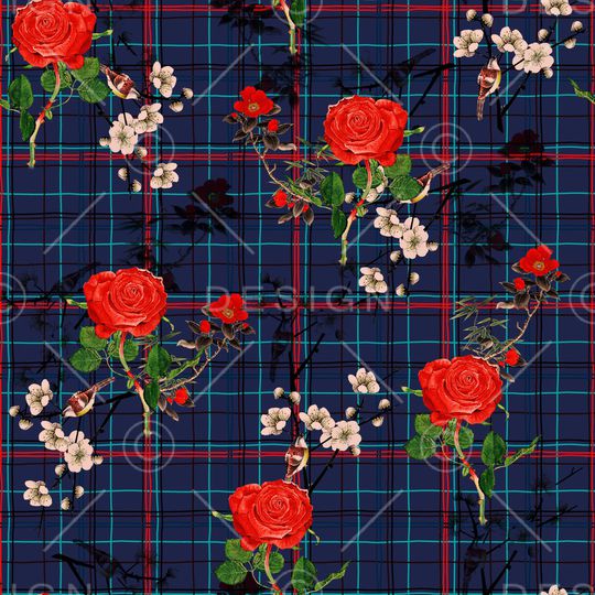 手绘玫瑰印花华亿平台图片