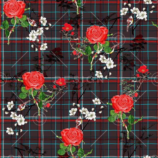 手绘玫瑰印花华亿平台图片