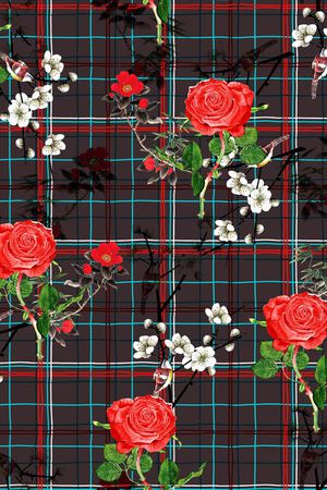 手绘玫瑰印花华亿平台图片