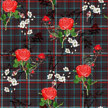 手绘玫瑰印花华亿平台图片