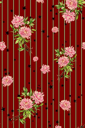 手绘花卉印花华亿平台图片