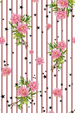 手绘花卉印花华亿平台图片