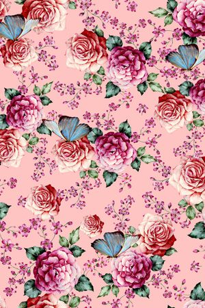 手绘花卉印花华亿平台图片