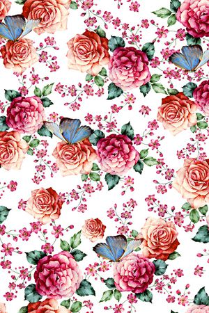 手绘花卉印花华亿平台图片