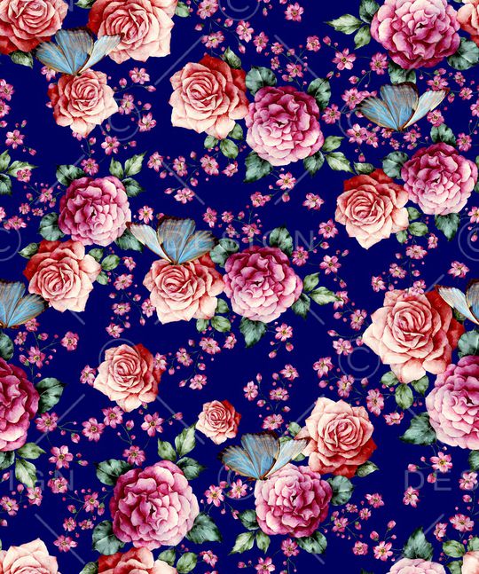 手绘花卉印花华亿平台图片