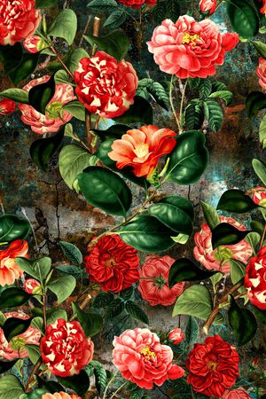 手绘花卉印花华亿平台图片