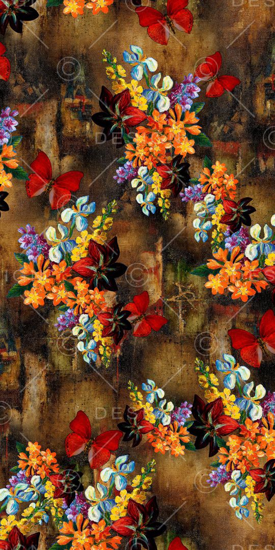 手绘花卉印花华亿平台图片