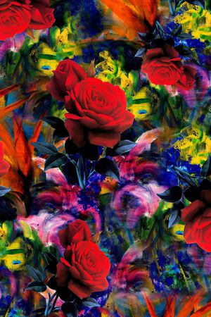 手绘花卉印花华亿平台图片