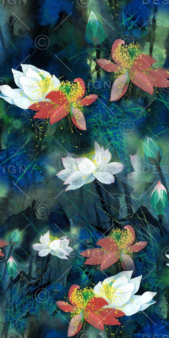 手绘花卉印花华亿平台图片