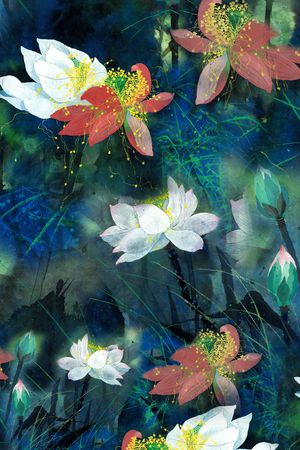 手绘花卉印花华亿平台图片