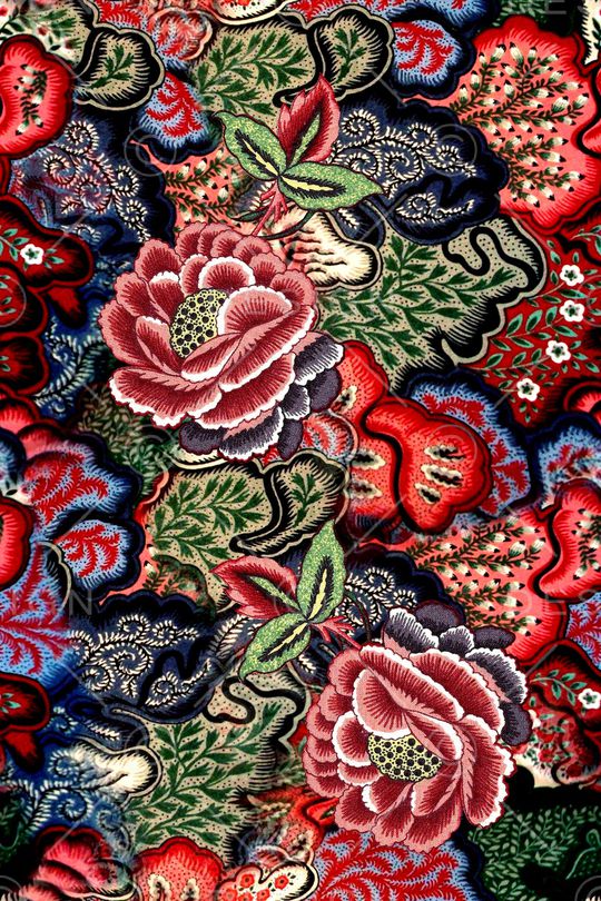 民族花卉印花华亿平台图片