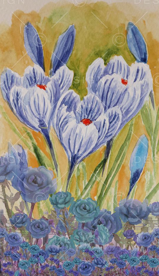 手绘花卉印花华亿平台图片