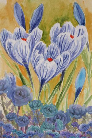 手绘花卉印花华亿平台图片