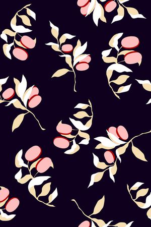 黑底花卉印花华亿平台图片