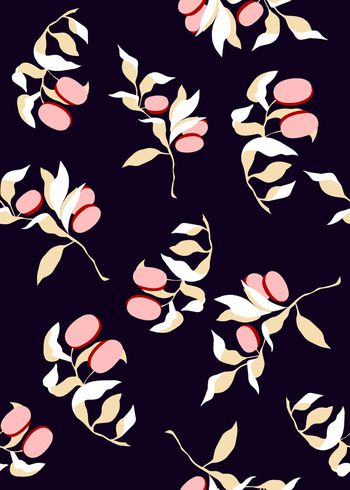 黑底花卉印花华亿平台图片