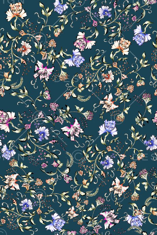 水彩花卉印花华亿平台图片