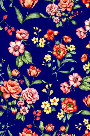 手绘花卉印花华亿平台图片