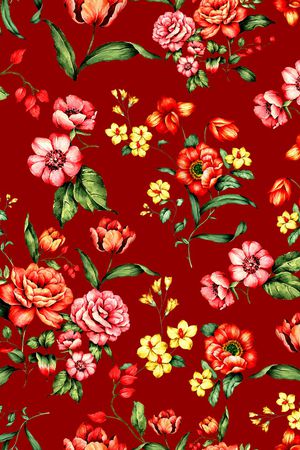 手绘花卉印花华亿平台图片