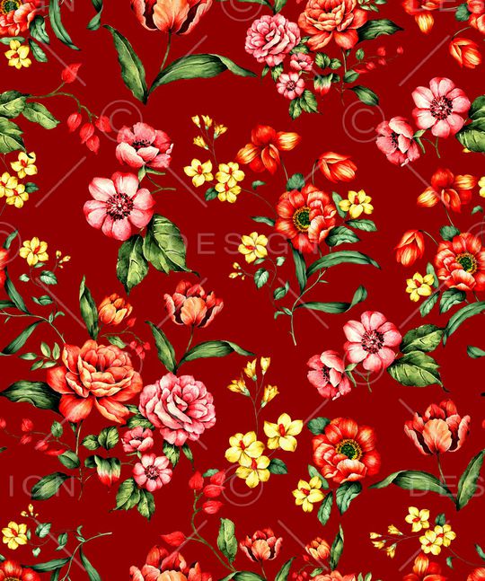 手绘花卉印花华亿平台图片